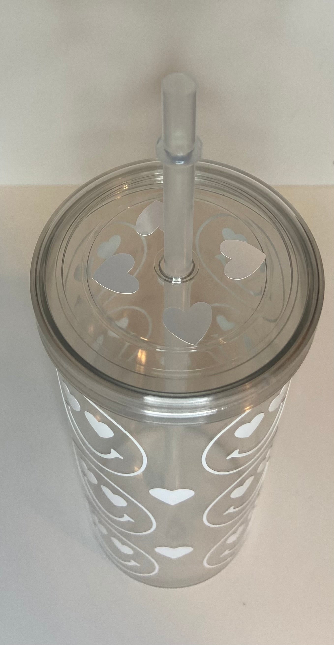 Heart Eyes Smiley Face Skinny Tumbler (White)