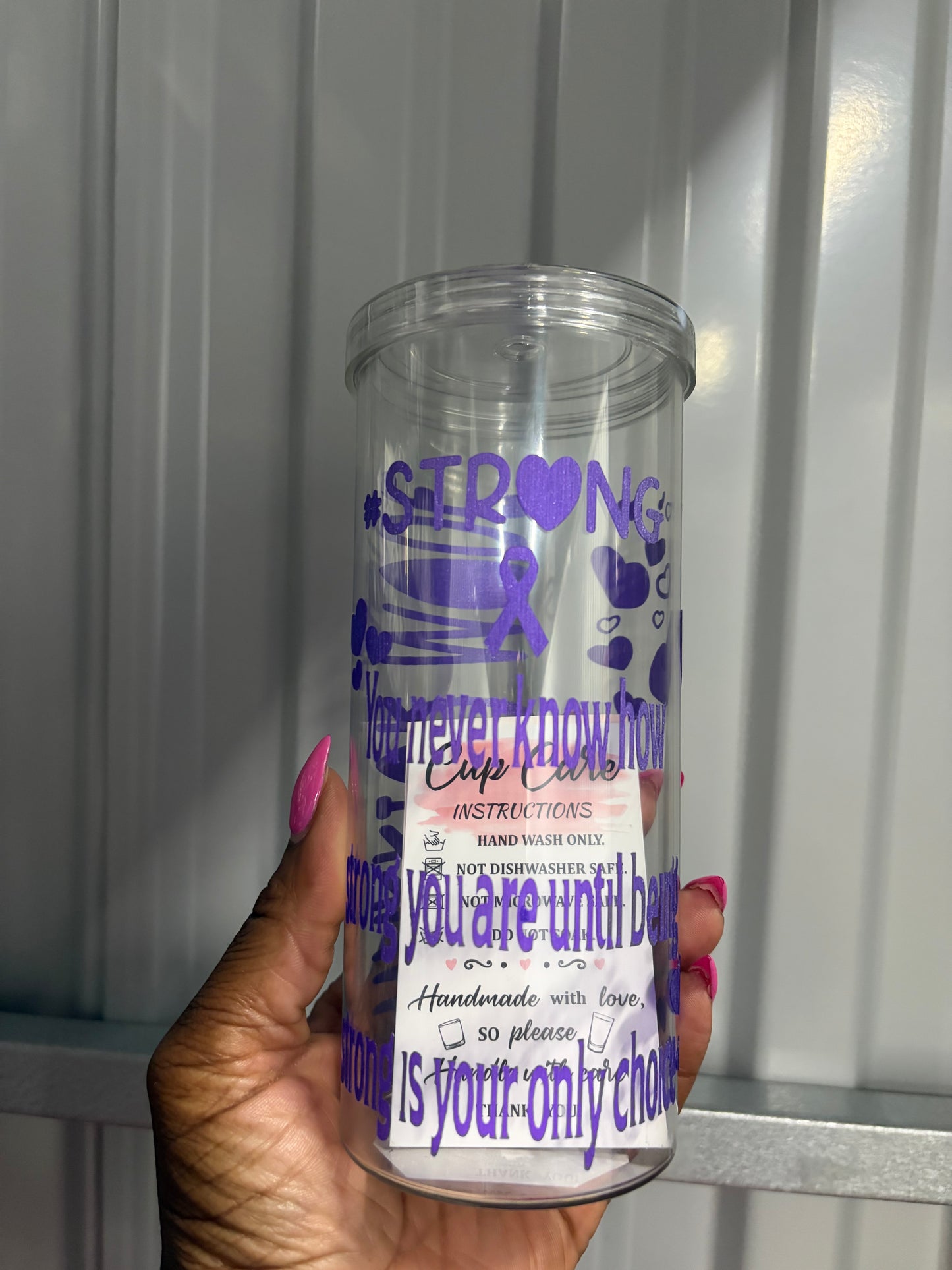 Warrior Mode Skinny Tumbler (purple)