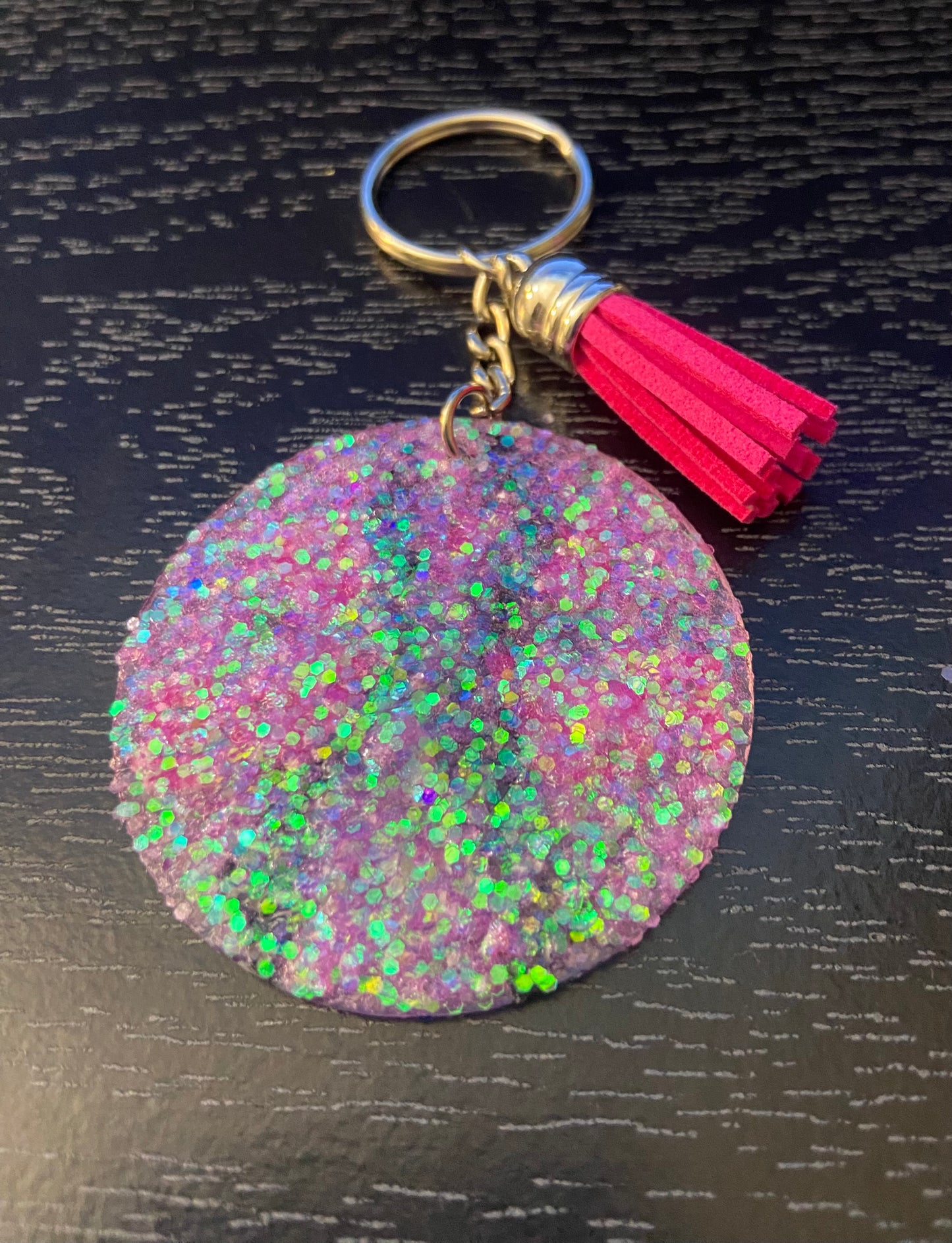 Keep Fighting Keychain (Pink Tassel)