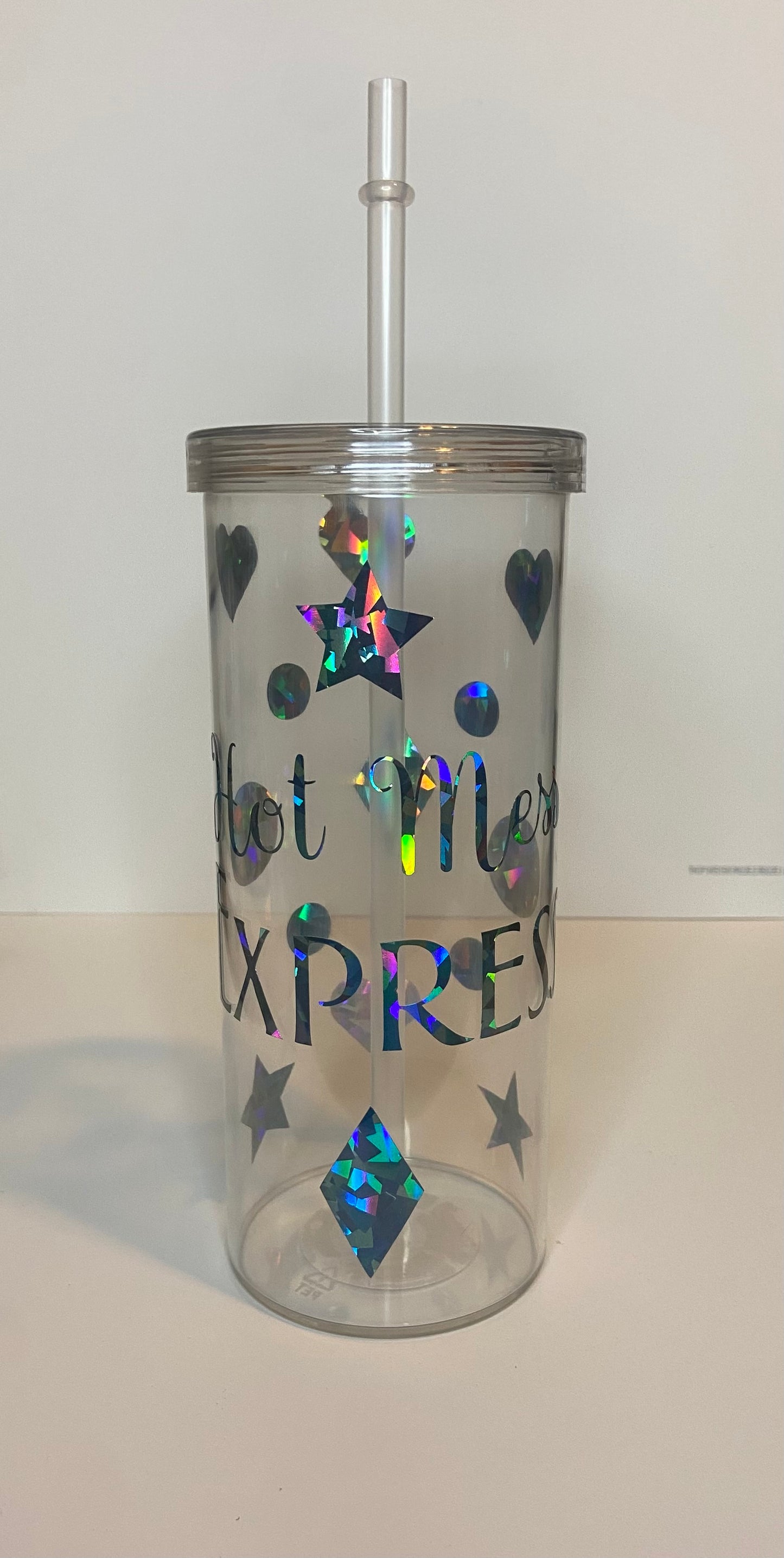 Hot Mess Express Holographic Skinny Tumbler (Blue)