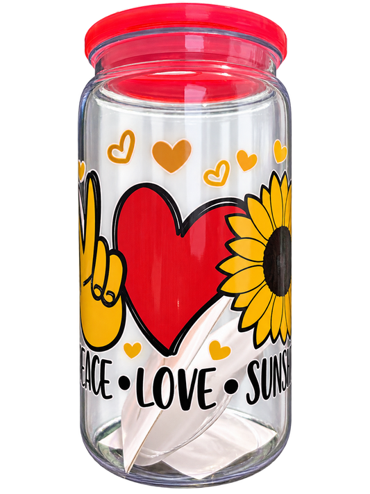 Peace Love Sunshine Sunflower  Can Cup