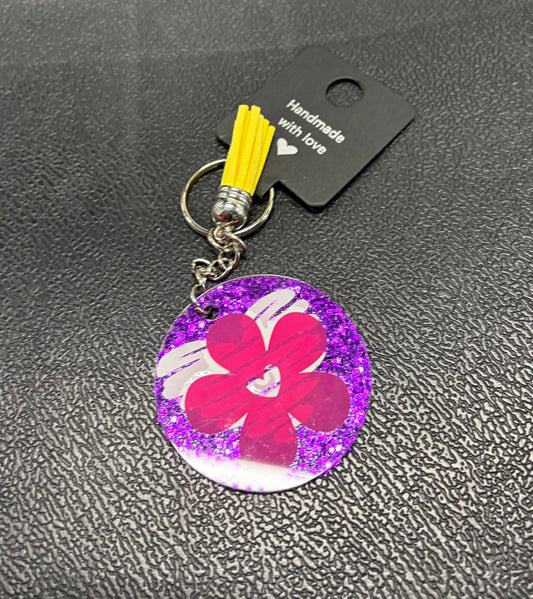 Pink Flower Keychain