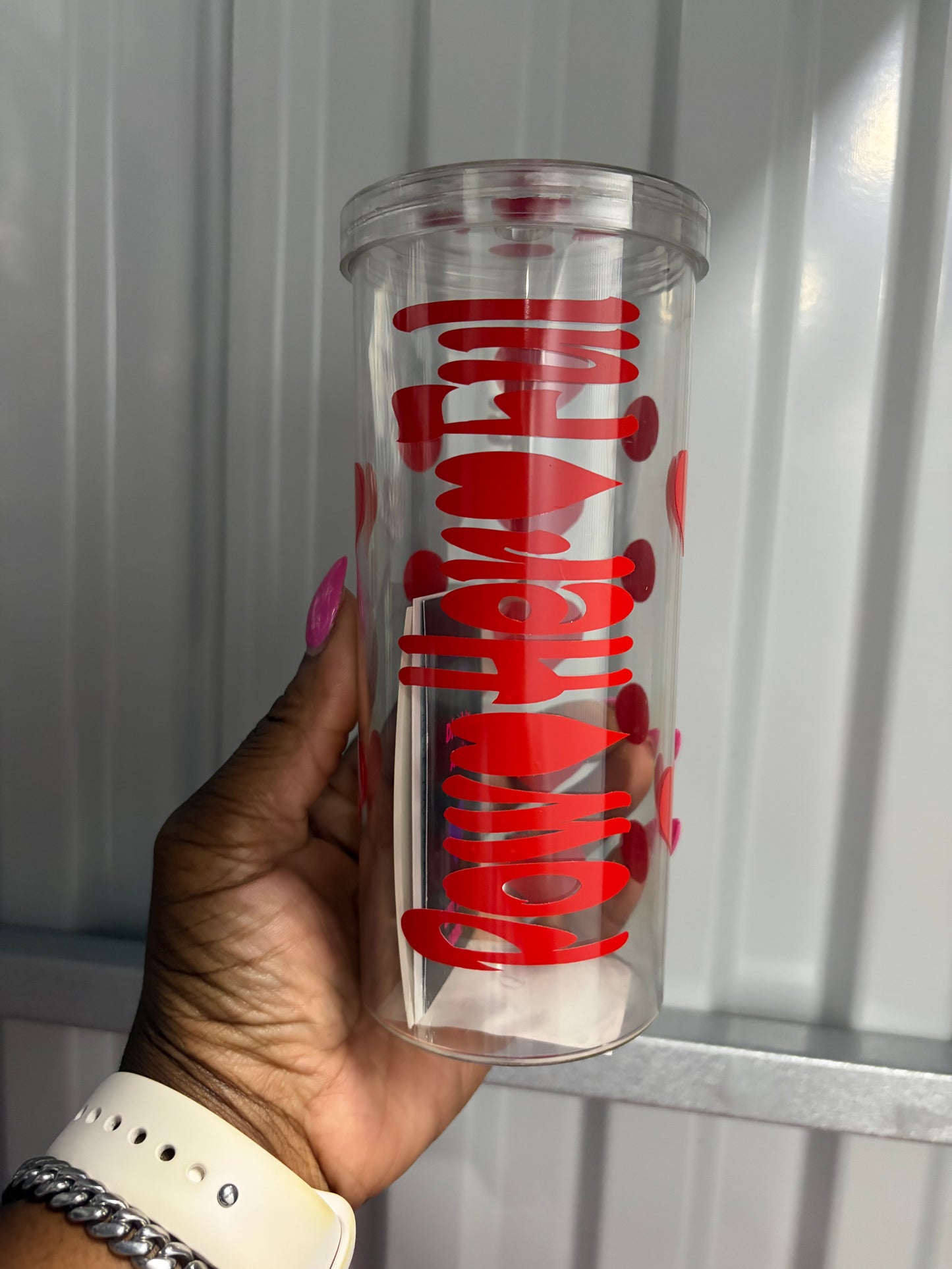 Pow Her Ful Skinny Tumbler (red)
