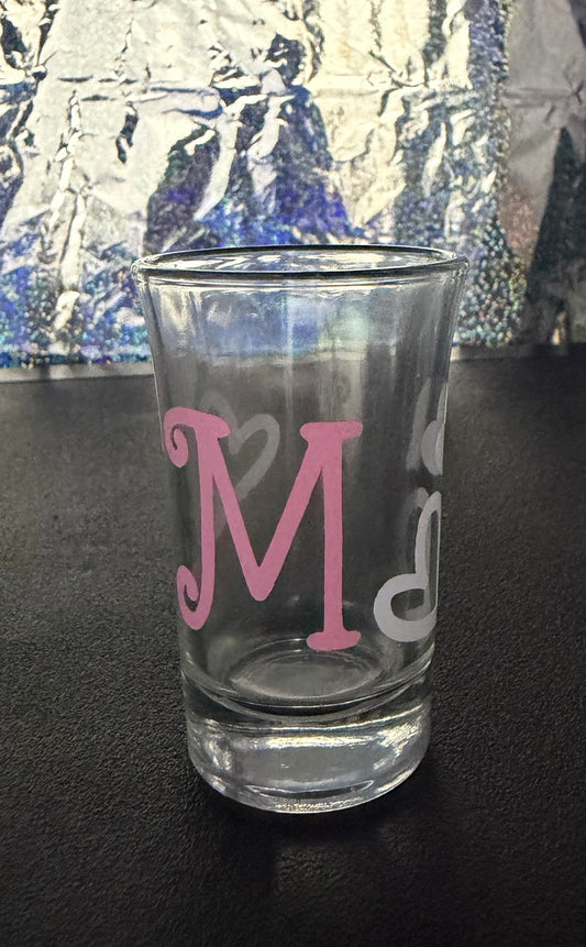 M Name Initial Shot Glass