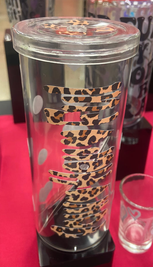 PowHerFul Leopard Skinny Tumbler
