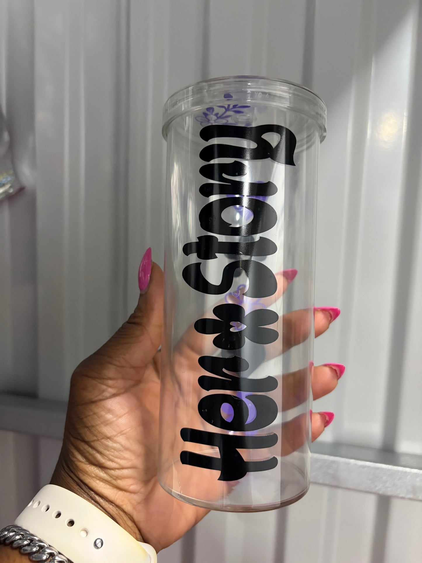 Her Story Skinny Tumbler (Black & Purple)