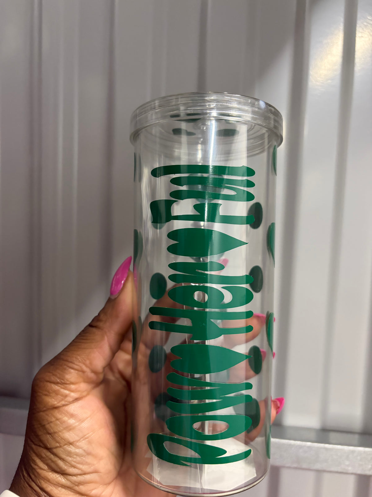 Powherful Skinny Tumbler Green