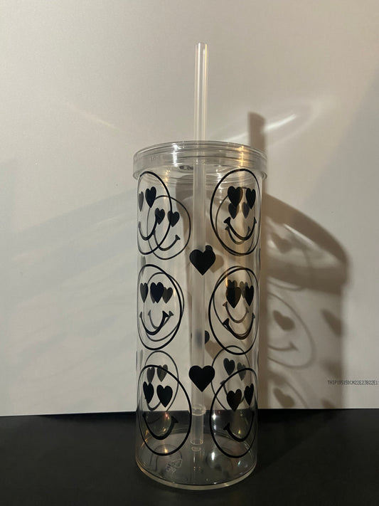 Eye Heart Smiley Face Skinny Tumbler
