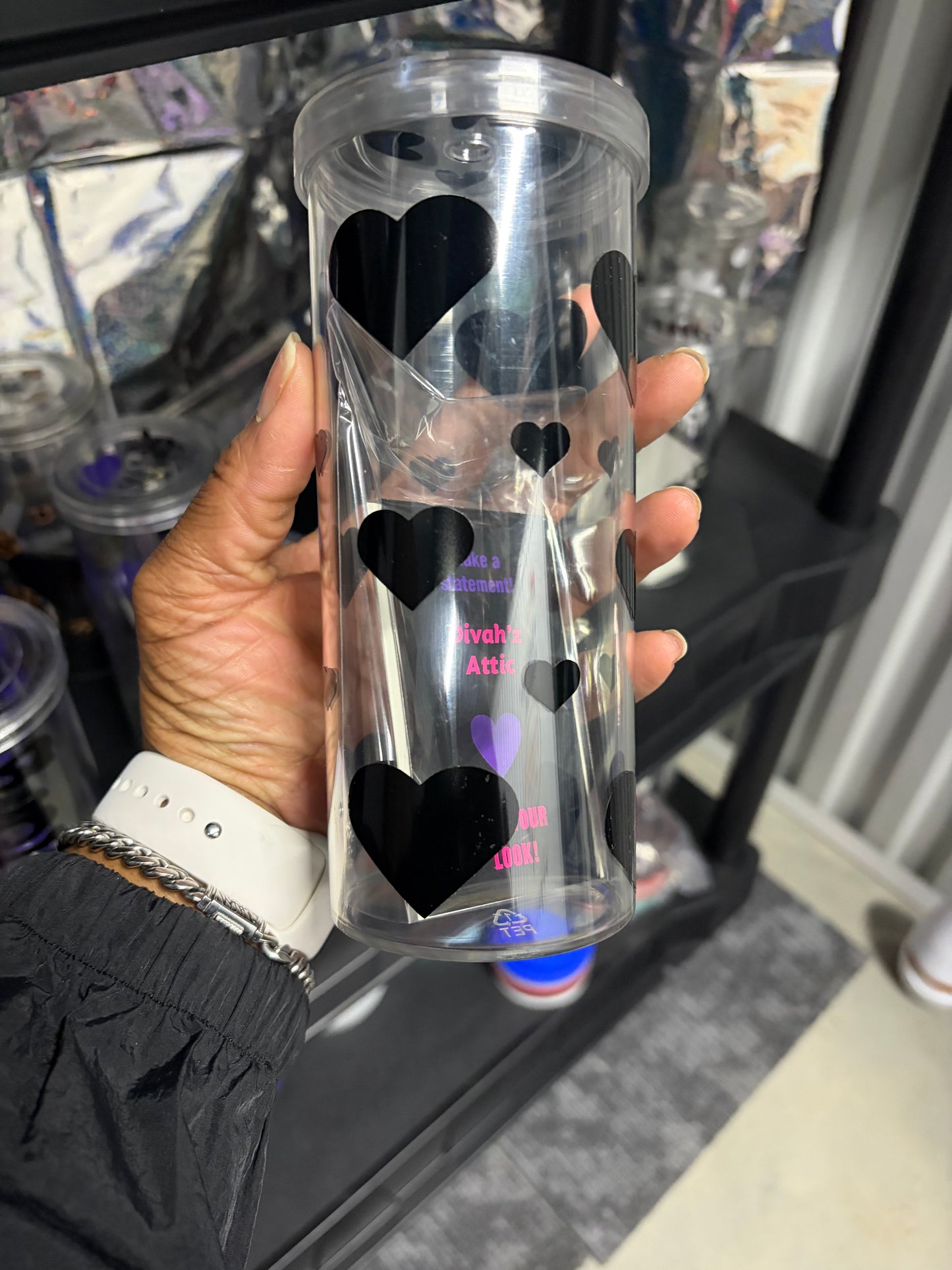 Black Hearts Skinny Tumbler